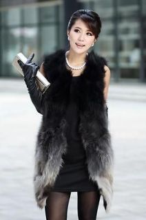 New Real Silver Fox Fur Vest Warm Winter Gilet Garment Outwear Clothes