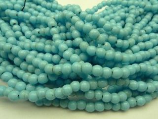 30 cornflower blue Bohemian Prosser pressed glass beads African trade 