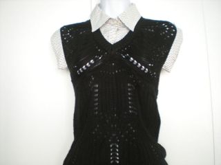 by allen schwartz ladies black white knit top size s