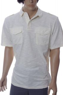 Ruff Hewn Men SS Polo Golf Shirt Button Up Well Worn Size Large Cream 