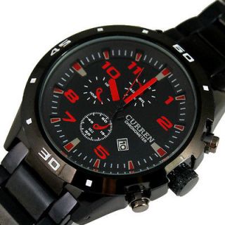 sport water quartz hours date clock men steel wrist watch