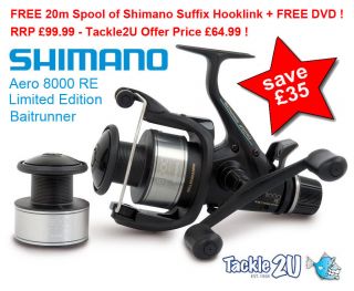 SHIMANO Aero 8000 RE Baitrunner Reel + Spare Spool Double Handle, FREE 