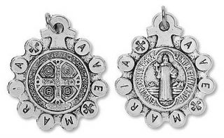 ave maria saint st benedict rosary ring 1 decade medal