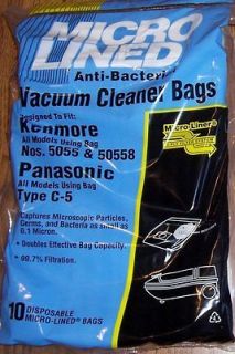 QTY. 10 Kenmore 5055/50558 & Panasonic C 5 Vacuum Bags BRAND NEW 