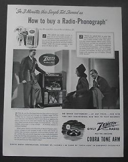 vintage 1947 advert zenith radio phonogra ph 