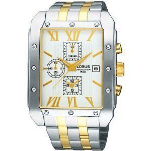 lorus chronograph bracelet strap 2 tone gents sports watch rf867cx9