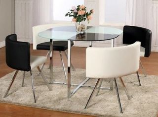   Checkered Glass Dining Table & Upholstered Side Chairs   Black White