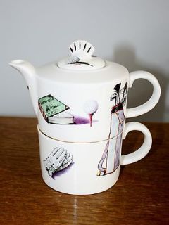   Staffordshire Fine Bone China Stacking Golf Design Single Serve Teapot