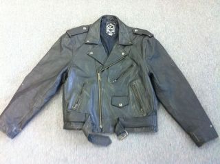 Vintage Classic Leather Motorcycle Biker Jacket Rolling Stones Harley 