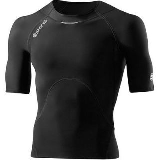 Mens Skins Compression A400 Short Sleeve Top Shirt Black Charcoal 