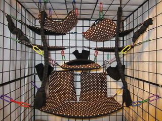 15 Pc Bedding ☻ Sugar Glider Cage Set ☻ Rat Toys ☻ Brown Poke a 