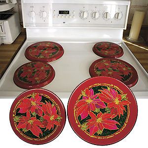 Newly listed 4 CHRISTMAS DECORATIVE POINSETTIA STOVE BURNER COVERS