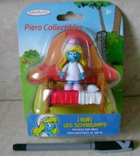 jakks pacific figure smurfette with bed smurfs from italy time