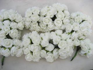 24 Ivory white Roses Artificial Flower Heads Wedding Card Craft Lot 0 