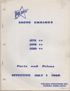 1968 polaris sachs engines parts price manual see list time