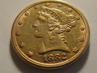 1882 $ 5 00 liberty head gold half dollar time