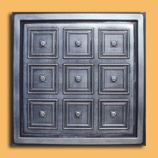  IN or GLUE ON UNIVERSAL 24X24 PVC Ceiling Tile   ROCOCO Silver/Black