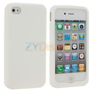 White Silicone Rubber Gel Skin Case Cover for iPhone 4 4S 4G