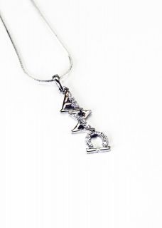 Alpha Chi Omega sterling silver diagonal pendant set w/ lab created 
