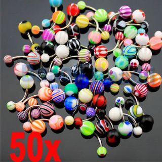 Wholesale Lot 50pcs Belly Navel Button Rings Barbells Ball Acrylic 