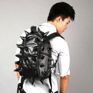   Punk Backpack Man Women Spiky College Tablet Kid School Bag Black