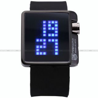   LED Light Digital Mirror Silicone Date Year Jelly Lady Men Sport Watch