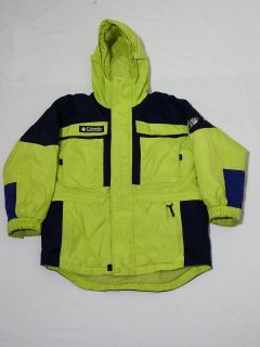   Boy Girl 10 12 Tectonite Lime Green Blue Hooded Ski Jacket Coat VGC FS