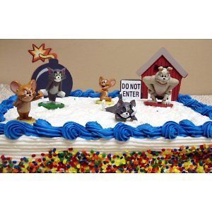   Piece Birthday Cake Topper Set with Tom, Jerry, Spike, Dog House