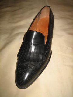 Exquisite JOHN LOBB Bespoke Shoes Brogued Wing Tip Fringed Dress Slip 