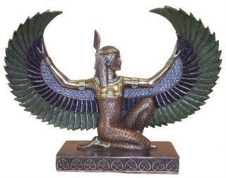 new egyptian winged maat bronze statue figure 