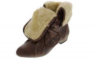 Steve Madden NEW Blizardd Brown Fold Over Lace Up Faux Fur Lined Ankle 