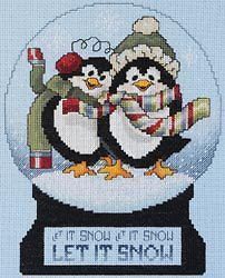 snow globe penguins counted cross stitch kit 7 x8 5
