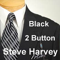 50L Suits STEVE HARVEY 2 Button Solid Black 50 Long Mens Suit   XH97