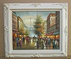 Hand Painted Framed Paris Street Scene 16x20 Signed Oil Painting