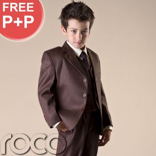 Boys Brown Suit Wedding Communion Formal Prom Page Boy suits 1   12 