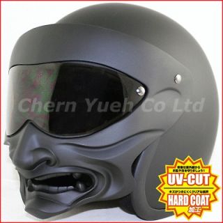 Demon Face Mask Visor Shield Mat Black UV Smoke Lens for Open Face 