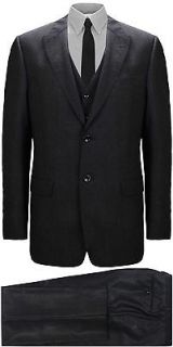 versace three piece dark grey tailored fit wool suit more