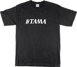 tama drums classic white logo t shirt black extra large