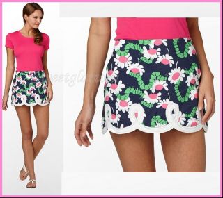 NWT $98 Lilly Pulitzer Tate Bright Navy Yum Yum Floral Mini Scalloped 