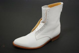 YOHJI YAMAMOTO White Leather LACE UP Ankle BOOTS MINT Rear ZIP Sz 
