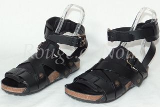 SALE! BURBERRY mens black leather GLADIATOR wrap sandals 42/9