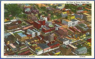 Terre Haute Indiana IN 1930 Aerial View Downtown Vintage Postcard