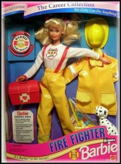 Rare FIRE FIGHTER Barbie Career Collection Fashion Doll Mattel NRFB 