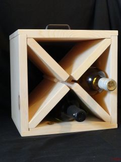Bottle 10.5 Wood Wine Rack Cube Caddy Gift Mini Compact Handcrafted 