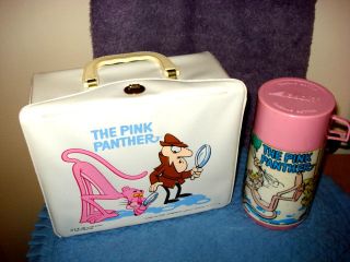 The Pink Panther Vinyl Lunch Box And Thermos With Thermos Tag