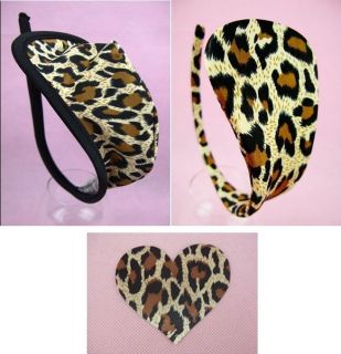3pc Sexy Couples Mens Womens C String Thongs + Pasties Leopard 