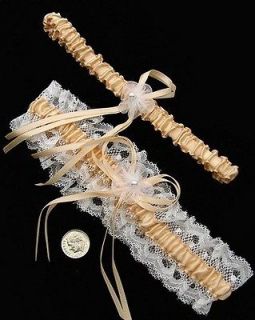 NEW GARTER BELT Set in WHITE & PEACH w/ Lace   ONE SIZE ~ GREAT 