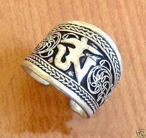 nepal tibetan tibet silver one word mantra thumb ring from
