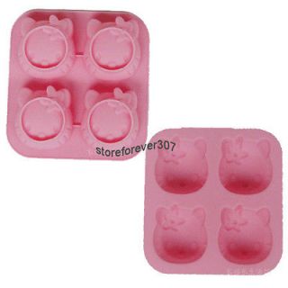 Silicone Pink Hello Kitty Shaped Cup Cake Chocolate Muffin Baking Mold 