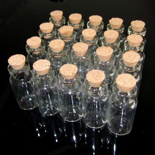 New Wholesale Lot 20 Pcs 16x32mm Tiny Small Clear Cork Glass Bottles 